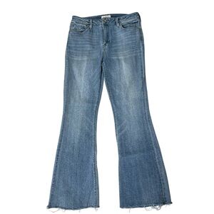 Unpublished Flare/Bootcut Jeans High-Rise Light Wash Stretch Denim Raw Hem Sz 30